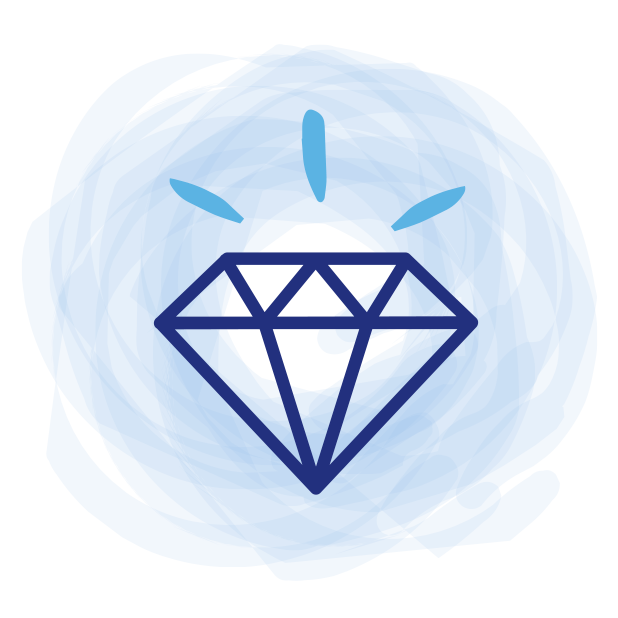 flashing diamond and values icon